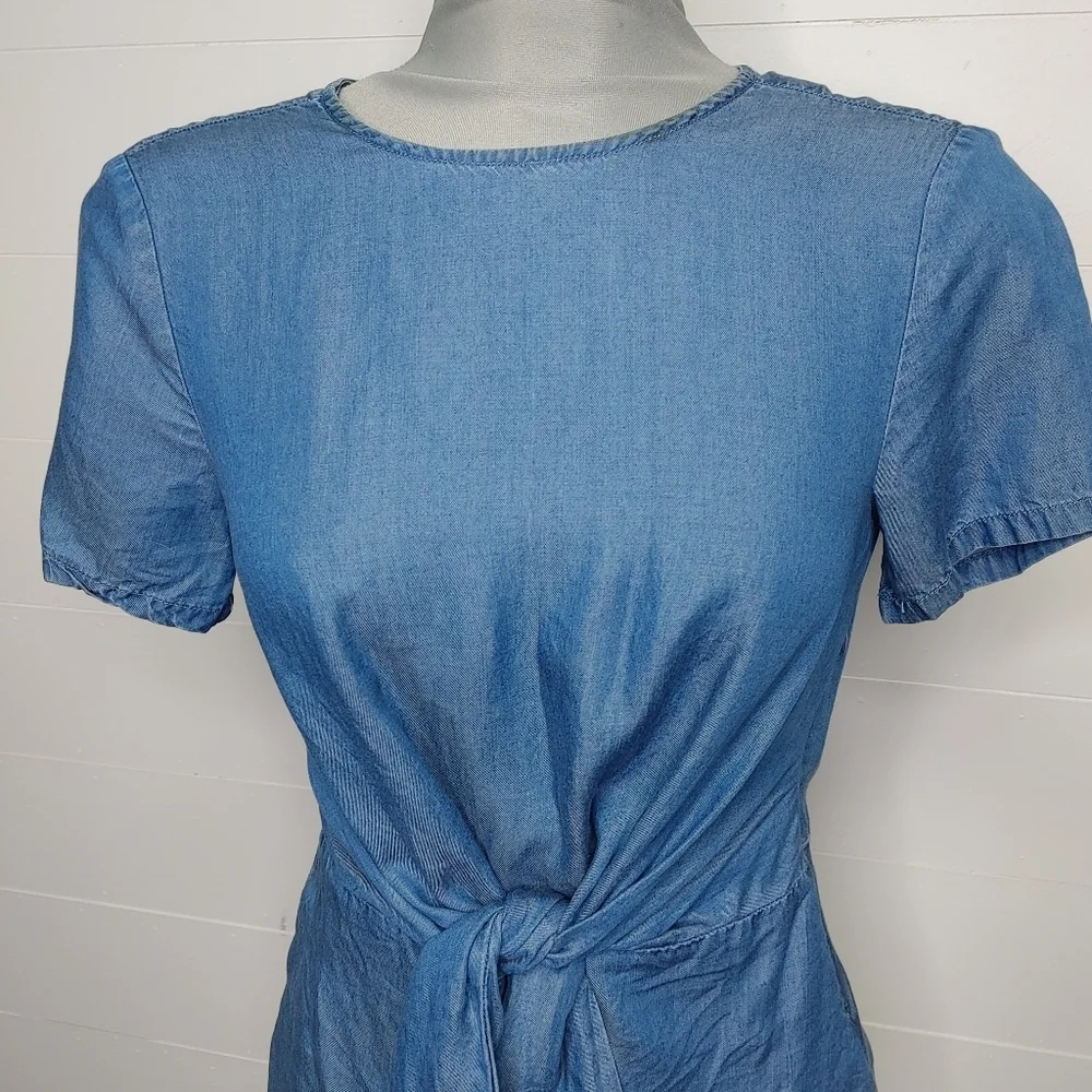 Michael Kors tie-front lightweight denim top XS - Picture 3 of 13